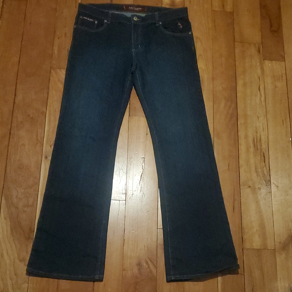 Baby Phat Dark Blue Denim y2k Jeans with :cats Meow !: Back Pockets - Picture 2 of 15